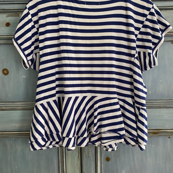Tricot Comme Des Garçons Tricot white/blue striped top size S - Picture 5 of 6